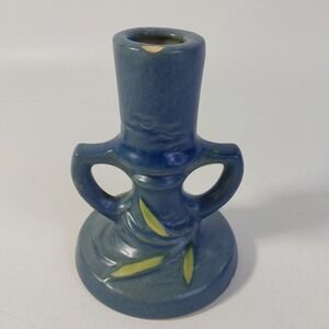 Roseville Freesia‎ Blue 1945 Vintage Art Pottery Ceramic Candle Holder